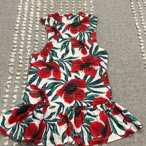 Zara floral top cinched body with ruffle bottom